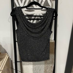 Y2K - JBS Ltd. - Cowl neck/low cowl back glittery top - SZ: M